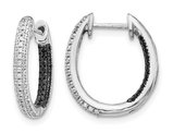 1/2 Carat (ctw) Black and White Diamond In-and-Out Hoop Earrings in 14K White Gold